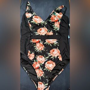 Cupshe Black Floral Swimsuit